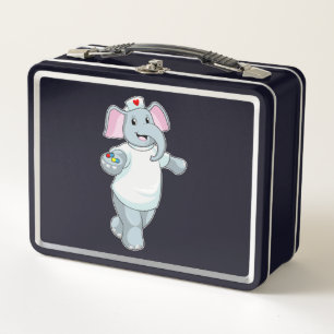 Lunch Box Elephant comme infirmière avec la médecine
