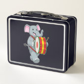 Lunch Box Elephant comme musicien avec tambour (Dos)