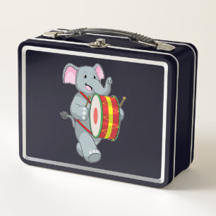 Lunch Box Elephant comme musicien avec tambour