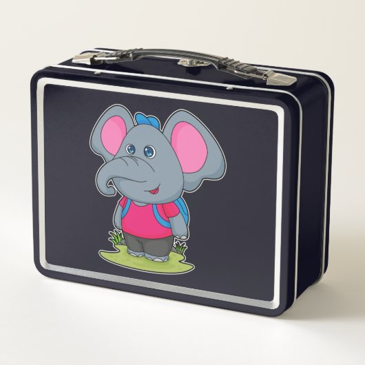 Lunch Box Elephant comme randonneur avec sac à dos (Dos)