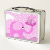 Lunch Box Eléphant et fleurs rose bébé Personnalisé (Dos)