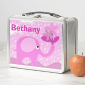 Lunch Box Eléphant et fleurs rose bébé Personnalisé (En situation)