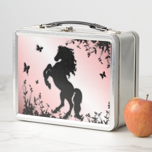 Lunch Box Élevage noir stallion rose (En situation)