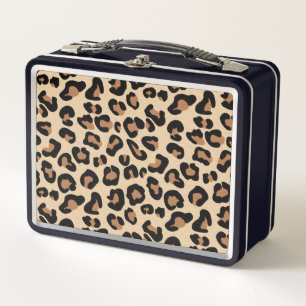 Lunch Box empreinte de léopard, Noir, Brown, Rouille et Tan