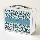 Lunch Box Empreinte de léopard, Spots, Leopard Bleu, Votre N (Devant)