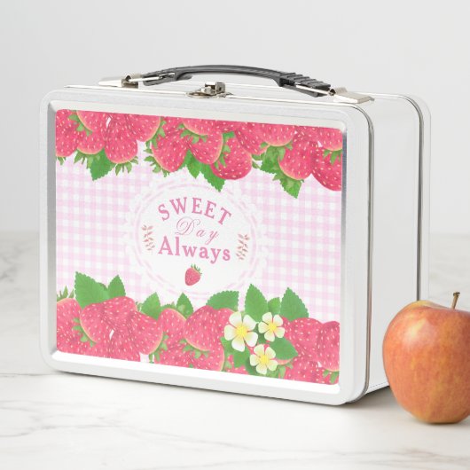 Lunch Box En vichy rose fraise (En situation)