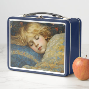 Lunch Box Enfant dormant rêvé dans une courtepointe fleurie
