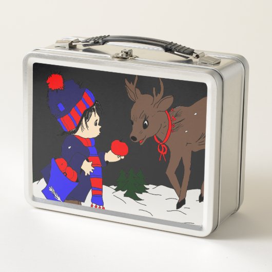 Lunch Box Enfant et renne la nuit (Devant)