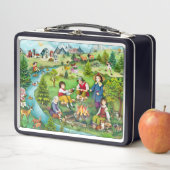 Lunch Box Enfants assis autour d'un feu de camp (En situation)