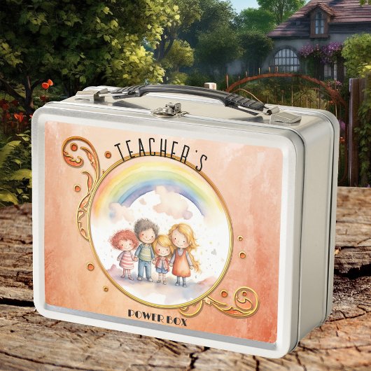 Lunch Box Enfants mignons Terra Cotta Enseignant Arc-en-ciel