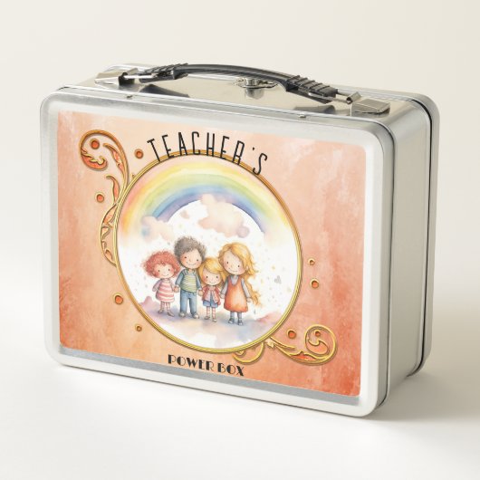 Lunch Box Enfants mignons Terra Cotta Enseignant Arc-en-ciel (Dos)