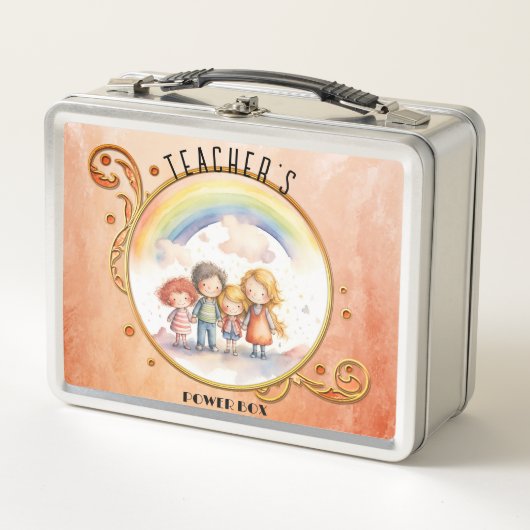 Lunch Box Enfants mignons Terra Cotta Enseignant Arc-en-ciel (Devant)
