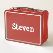 Lunch Box Enfants Personnalisé Rouge Blanc Whimsical Nom (Dos)