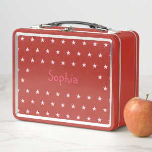Lunch Box Enfants personnalisés Filles Nom Rose Stars Red Sc