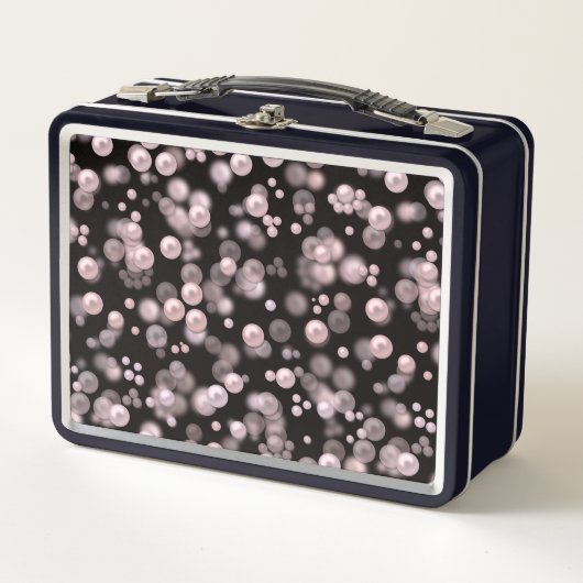 Lunch Box Éparcelles de perles roses et blanches sur velours (Devant)