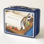 Lunch Box Épicerie Papier Sac Chat Cuisine Bleu (Dos)