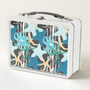 Lunch Box Estarfish Vintage : Arrière - plan à rayures foncé