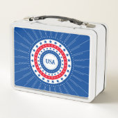 Lunch Box États-Unis Rouge, Blanc, Bleu Étoiles Initiales ou (Dos)