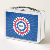 Lunch Box États-Unis Rouge, Blanc, Bleu Étoiles Initiales ou (Devant)