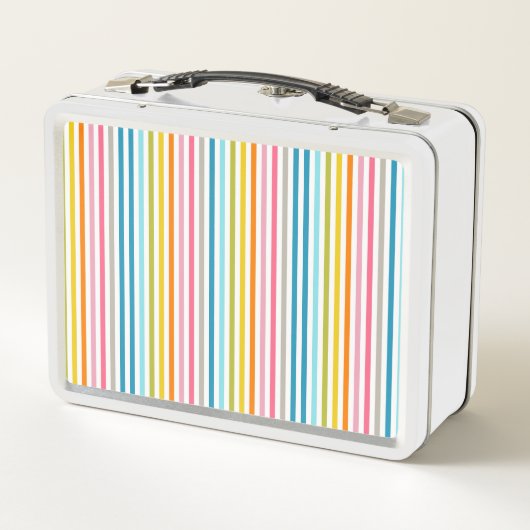 Lunch Box Été Arc en ciel rayures Monogramme Script (Dos)