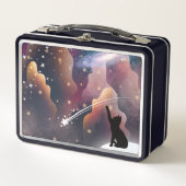 Lunch Box Étoile de tir de l'espace de chat noir (Devant)