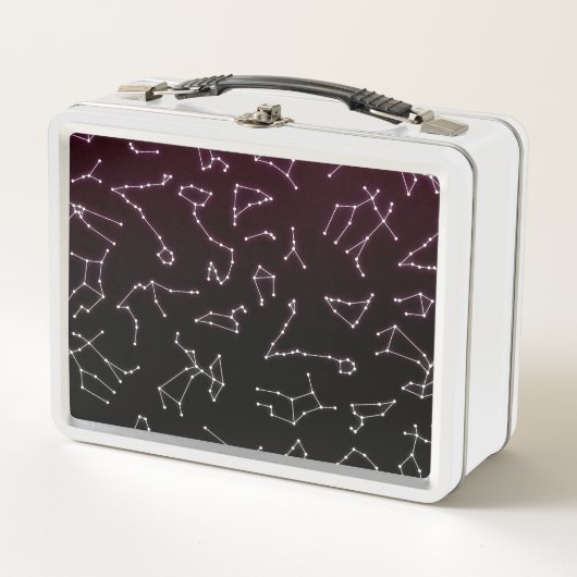 Lunch Box Étoiles de constellation en zodiaque blanc violet (Devant)