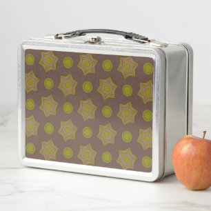 Lunch Box Étoiles et cercles marron et vert