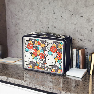 Lunch Box Face du monstre à doodle multicolore