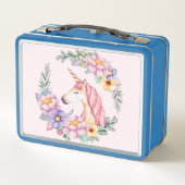 Lunch Box Fairytale rose Aquarelle Fleur Unicorne (Dos)