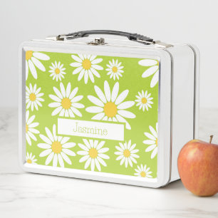 Lunch Box Faisée verte et blanche avec nom