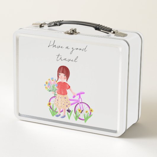 Lunch Box Faites un bon voyage, carte postale. Dessin avec u (Devant)