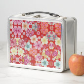 Lunch Box Falln Crimson Floral Chirimen (En situation)