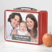 Lunch Box Famille 1 Photo Red Custom Add Name (En situation)