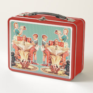 Lunch Box Famille nucléaire Vintage des années 1950, femme