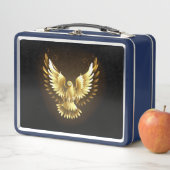 Lunch Box Faux Gold Foil Peace Dove en noir (En situation)