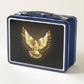Lunch Box Faux Gold Foil Peace Dove en noir (Dos)