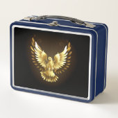 Lunch Box Faux Gold Foil Peace Dove en noir (Devant)