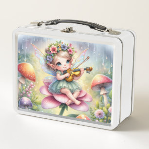 Lunch Box Fée de Chibi mignonne avec Violon sur Fleur rose