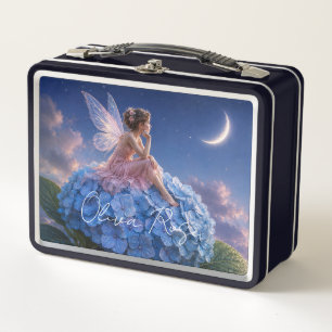 Lunch Box Fée Hydrangea Clair de Lune Nom Personnalisé