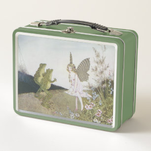 Lunch Box Fée vintage Et Deux Grenouilles, Contes De Fée Rét