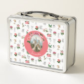 Lunch Box Fées Rose Floral Champignons Fée Château Monogramm (Dos)