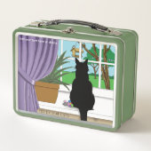 Lunch Box Fenêtre Chat noir regardant dehors (Devant)