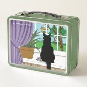 Lunch Box Fenêtre Chat noir regardant dehors (Dos)