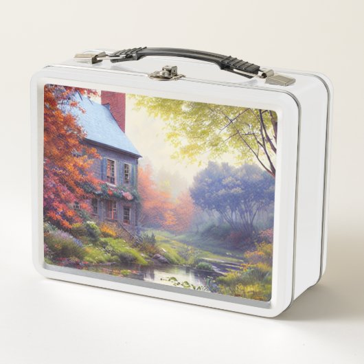 Lunch Box Ferme/cours d'eau/bois/peinture (Devant)