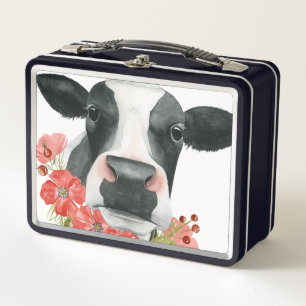 Lunch Box Ferme de pavot - vache avec des fleurs