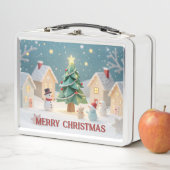 Lunch Box Festive Christmas Tree and Snowmen Scene (En situation)