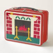 Lunch Box Fêtes en briques rouges Cheminée Crochet chaud Imp (Devant)