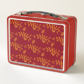 Lunch Box Feuilles de branches de silhouette orange sur roug (Dos)