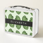 Lunch Box Feuilles de palme, Motif tropical, Votre nom (Dos)