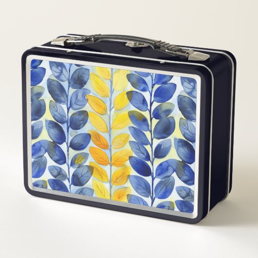 Lunch Box Feuilles jaune et bleu (Dos)